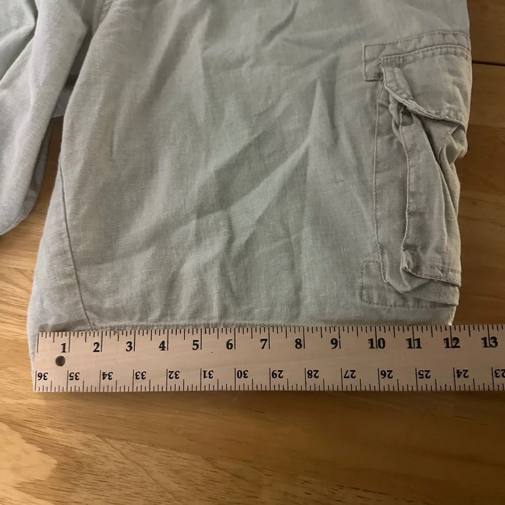 Dockers Premium Mens Cargo Shorts Size 40 Khaki Tan Linen Cotton Blend Loose Fit
